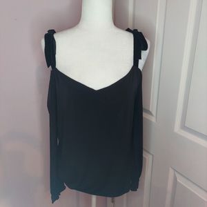 Michael Kors Long Sleeve Velvety Ribbon Cold Shoulder Top